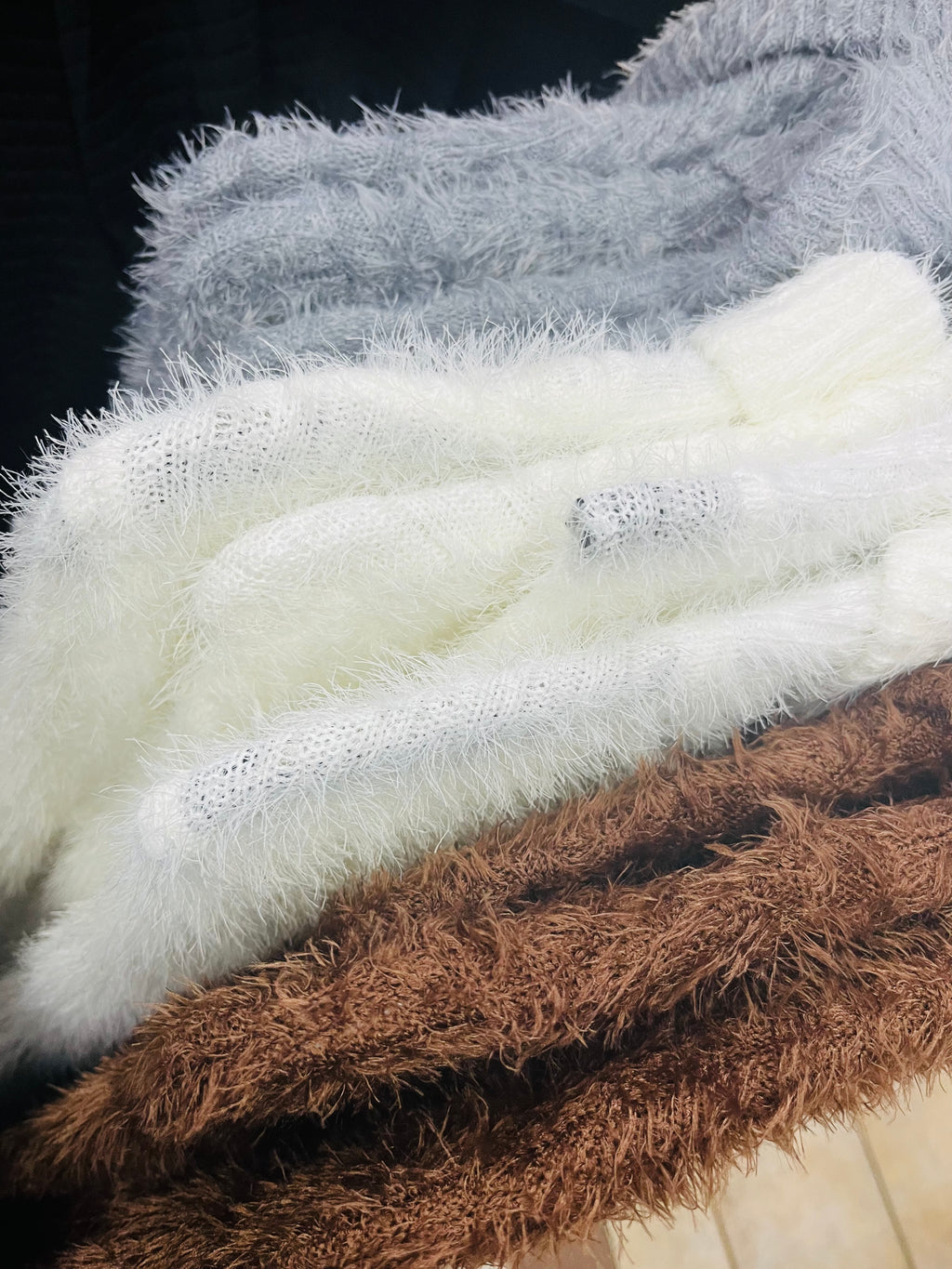 Ivory Luxe Fuzzy Turtleneck Top