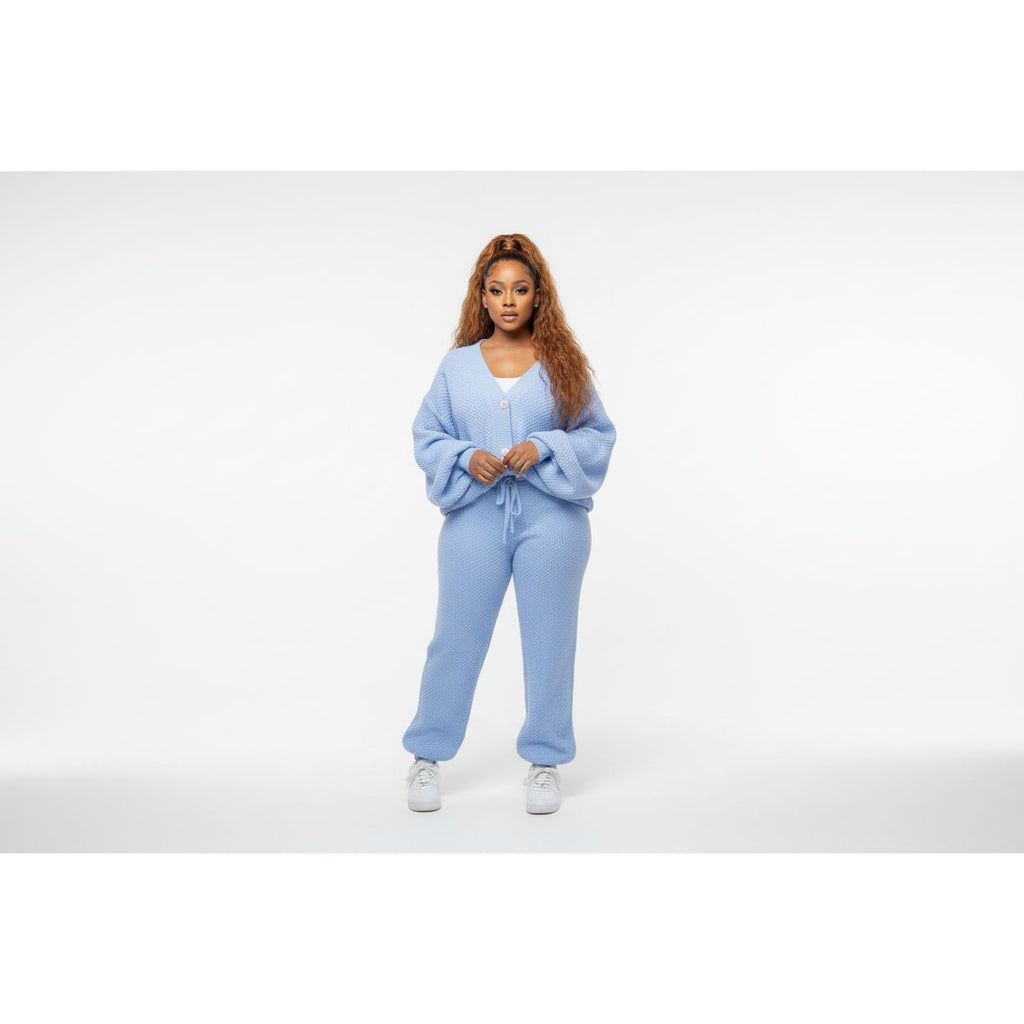 2pc Knitted Long Sleeved Cardigan and loose pants