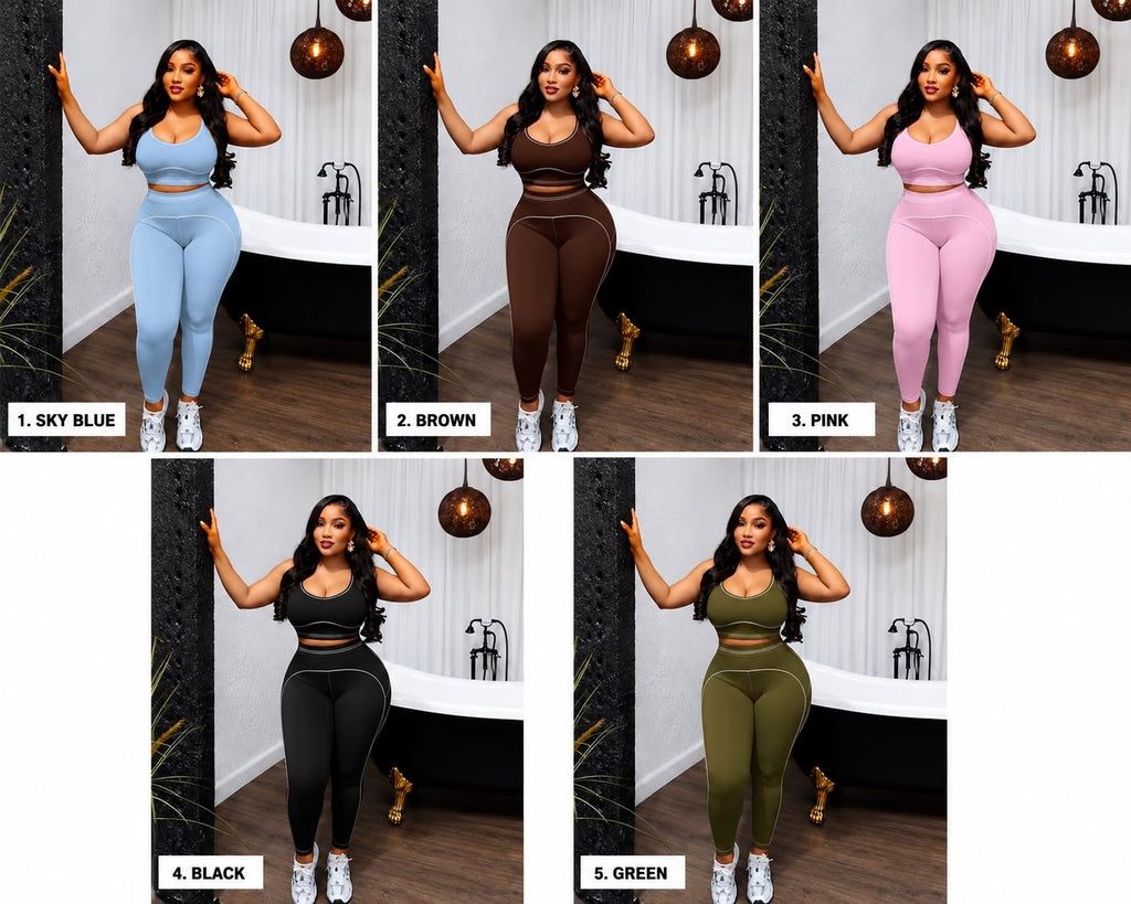 Contrast Trim Gym Set