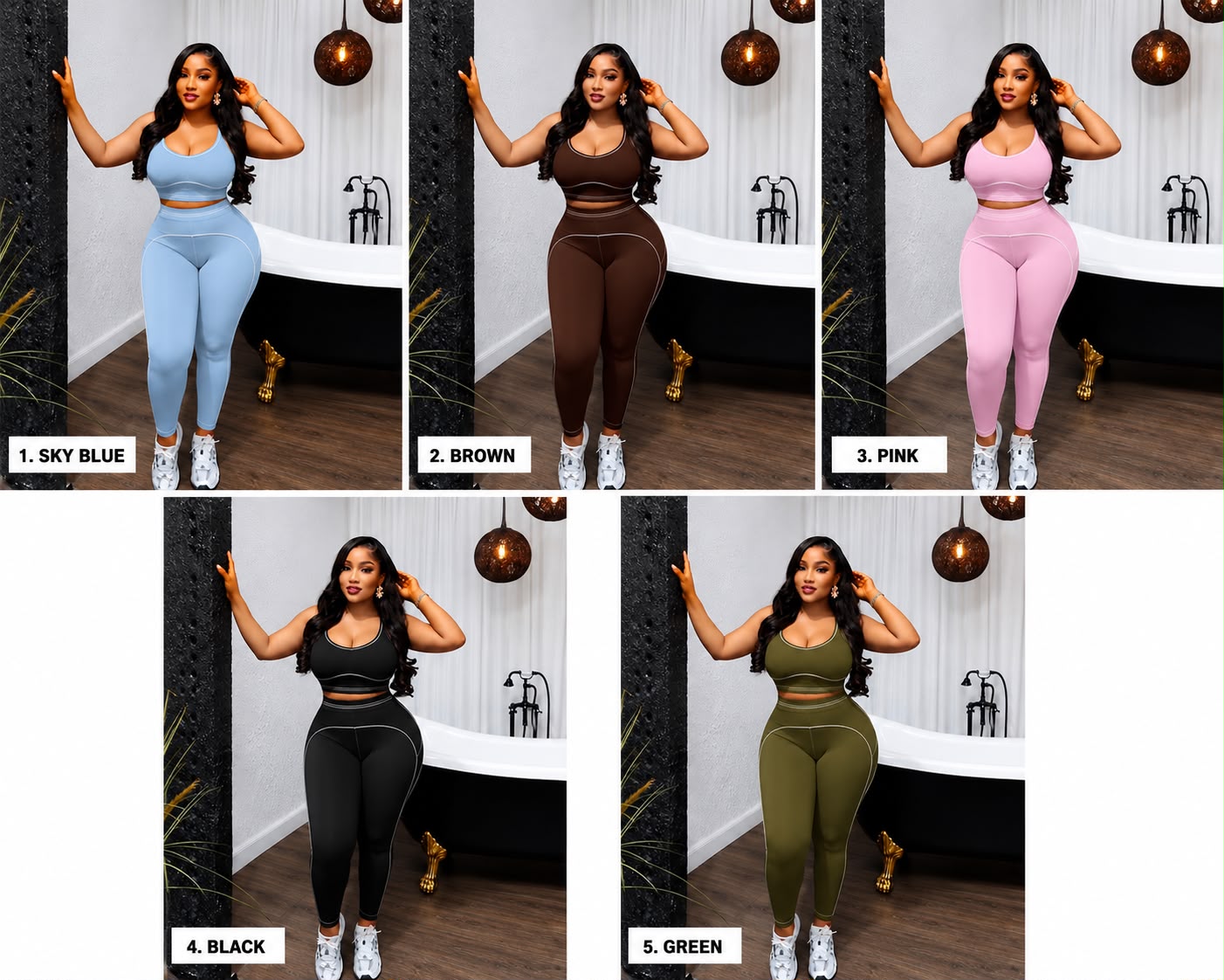 Contrast Trim Gym Set