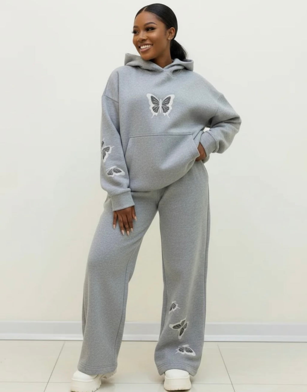 Women’s Casual Butterfly Print Tracksuit Set