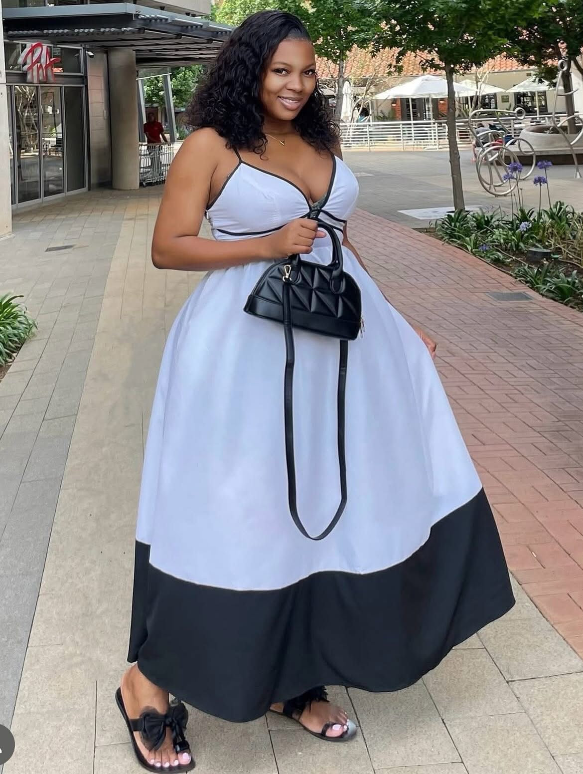 Chic Monochrome Spaghetti Strap Long Dress