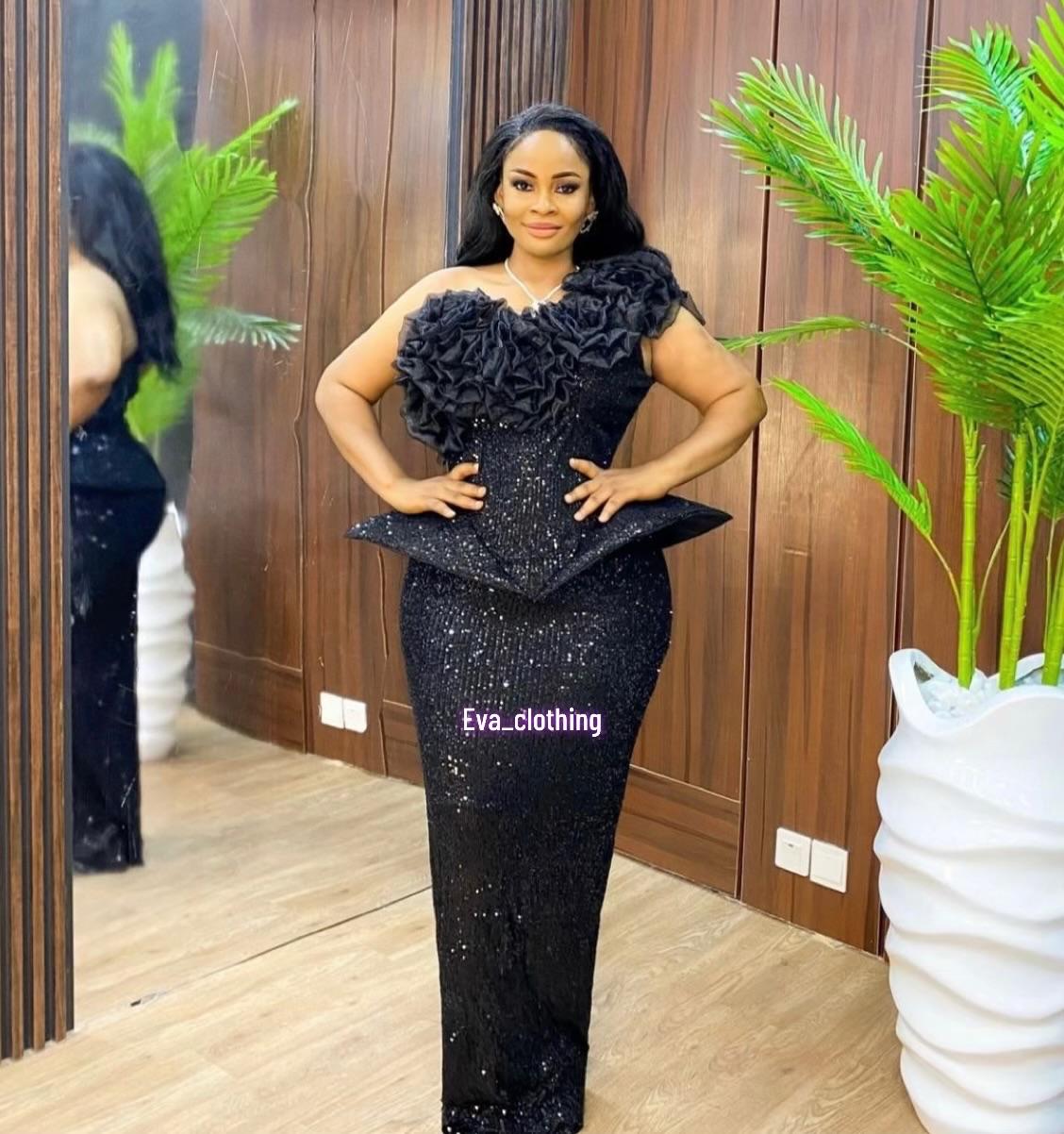 One Shoulder Bebllum Sequin Dress