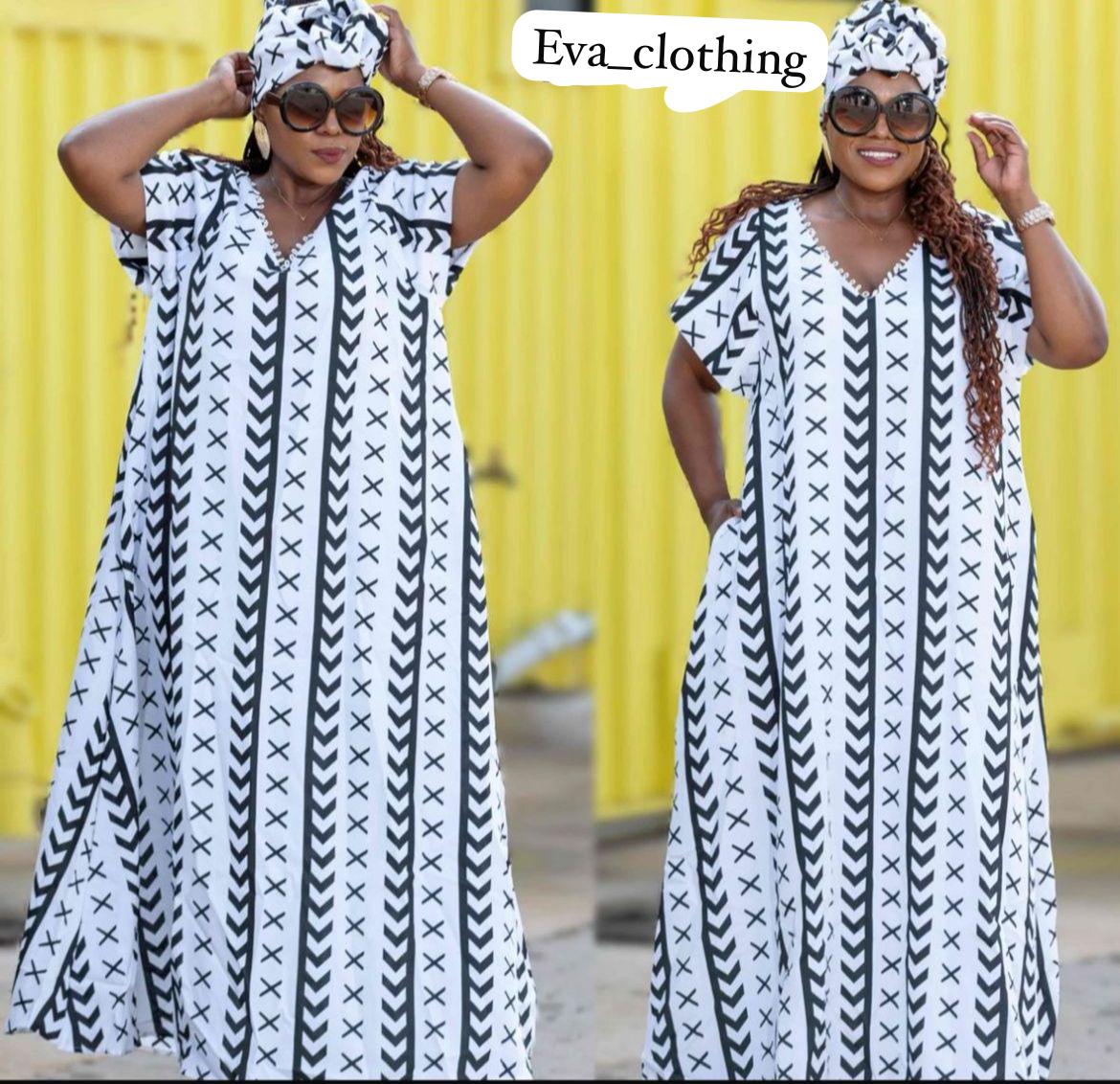 MonoChrome Tribal Maxi Kaftan Dress