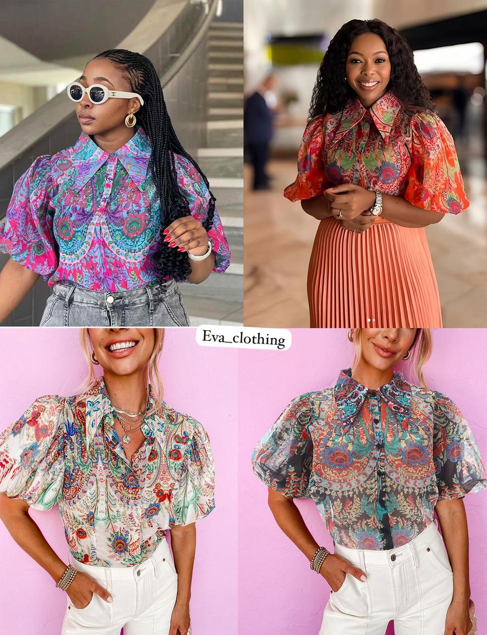 Floral Printed Buttoned Blouse Shirt