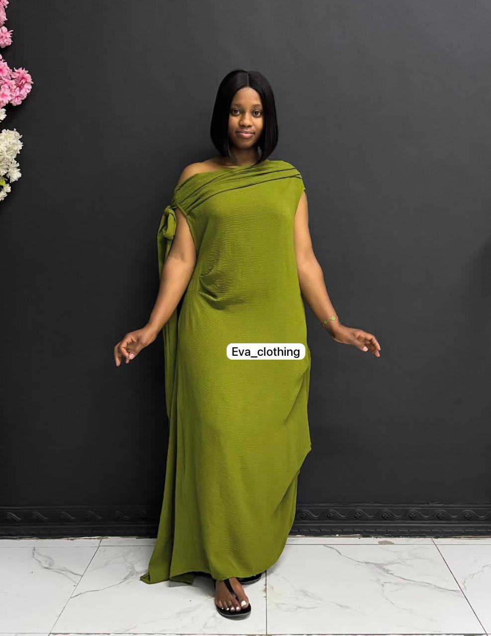 Sloping Collar Chiffon Overlay Party Elegant Asymmetric Sleeve Dress