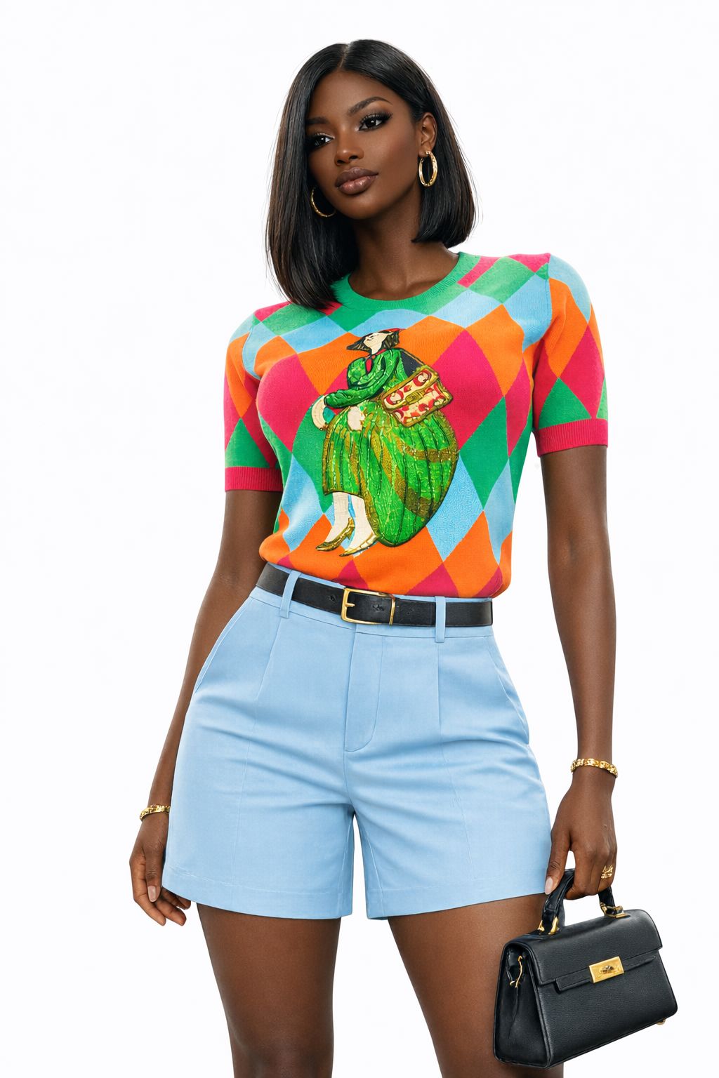 Casual Sequin Knit Cartoon Pullover Top