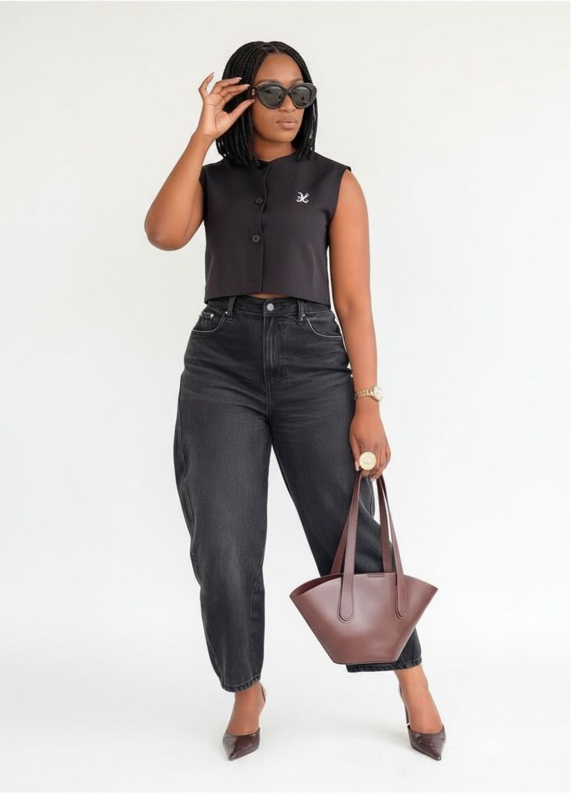 Ladies Barrel High Waist Denim