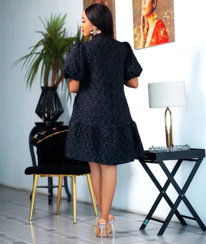 Endless Rose Puff Sleeve Drop Waist Dress